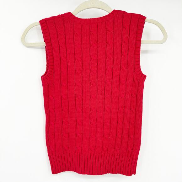 NWT Chaps by Ralph Lauren Boys Fall School Cable Knit Sweater‎ Vest Size 7 Red - Picture 4 of 4
